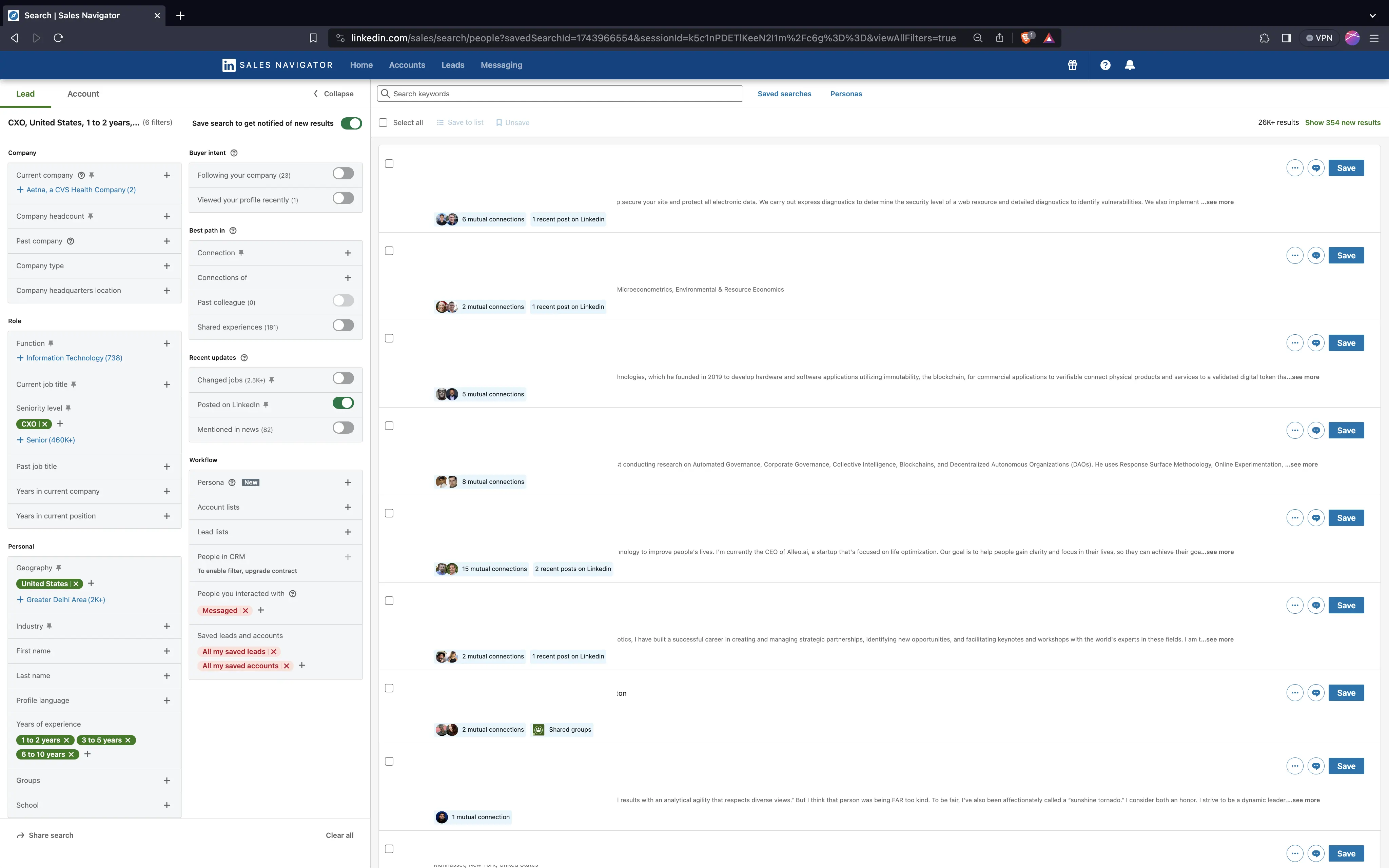 LinkedIn Sales Navigator search filters